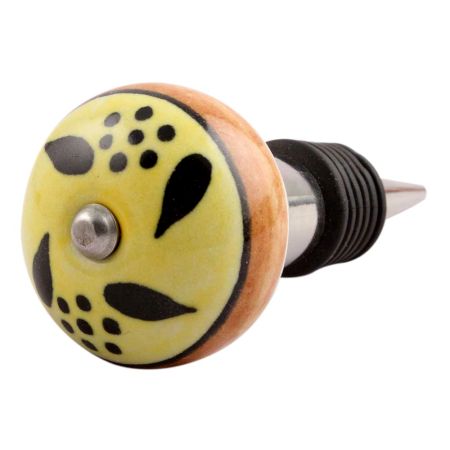 Black Leaf Ceramic Wine Stopper